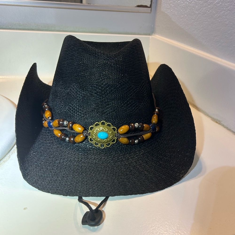 Black Beaded Women's Cowboy Hat